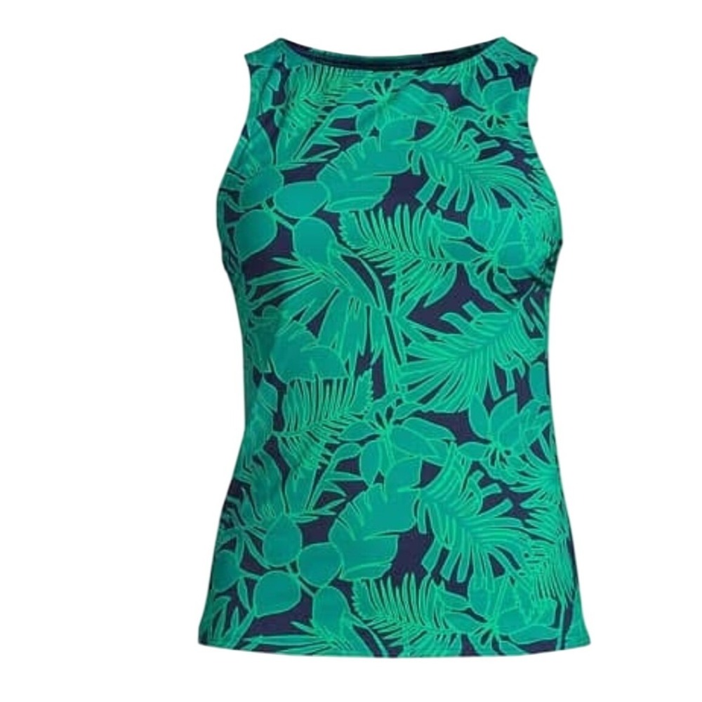 Lands End Chlorine Resistant High Neck UPF 50 Modest Tankini Swimsuit Top Resort